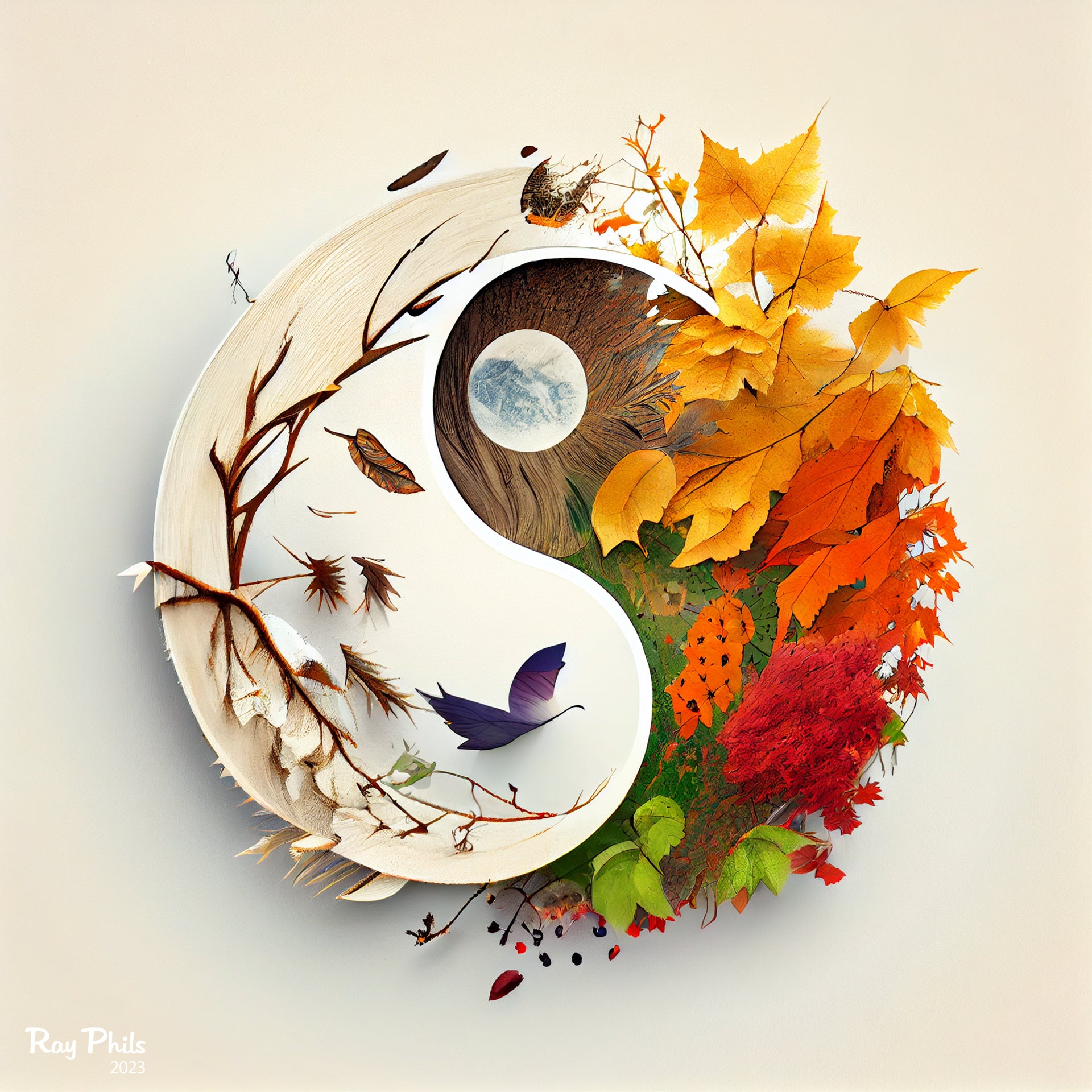 Yin Yang Seasons III | Canvas | Kunstwerk | Schilderij | Wanddecoratie ...