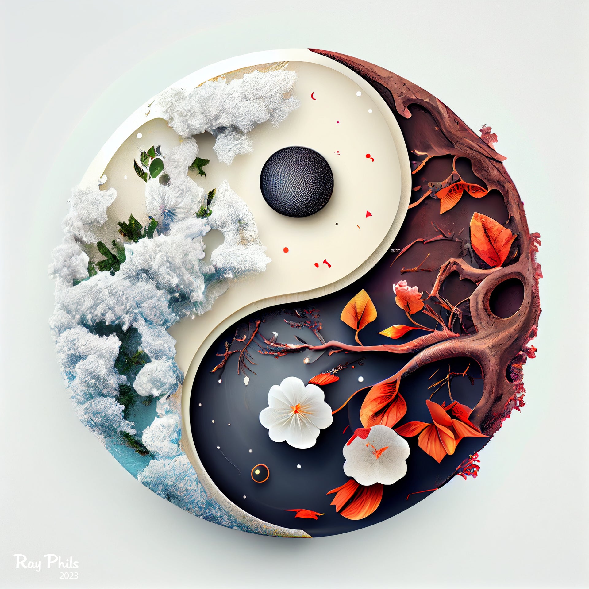 Yin Yang Seasons VII | Canvas | Kunstwerk | Schilderij | Wanddecoratie ...